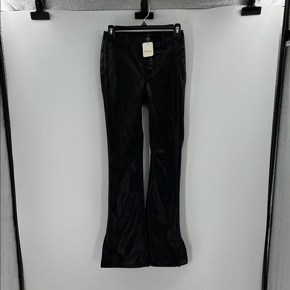 Free People Women's Level Up Vegan Slit Pants - Black - 24 - New with tags